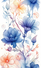 Watercolor seamless floral background for design, backgrounds for smartphones