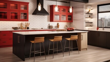 a modern medium sized kitchen with two-tone color kitchen cabinets, showcasing the elegant design and functionality.