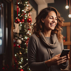 Woman smiling with a phone