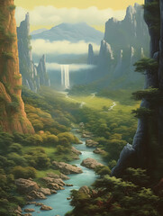 Stunning forest river landscape background