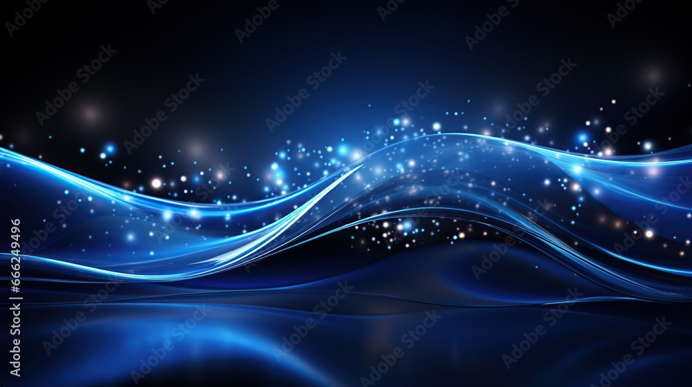 Wall mural a design with a futuristic concept art theme that features abstract particles and waves.