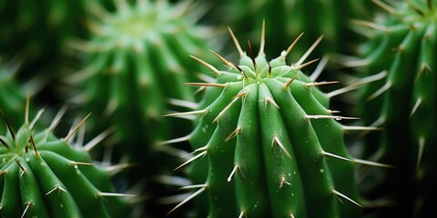 "Cactus Spikes in Focus: A detailed shot revealing the fine, spiky textures of a cactus plant."