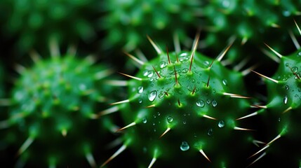 "Desert Cactus Close-up: A macro view emphasizing the rugged, spiky texture of a cactus plant."