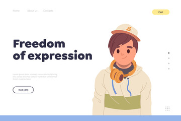 Freedom of expression concept for landing page design website template with happy boy child