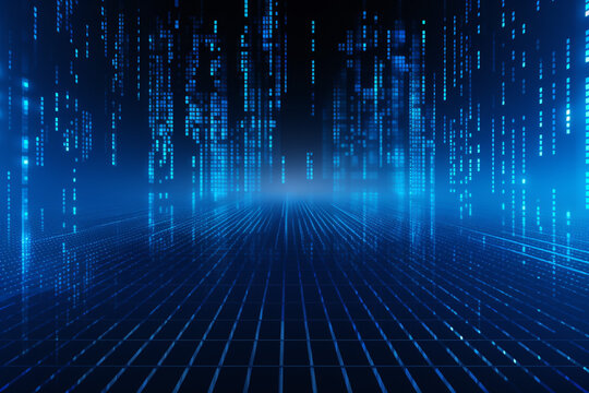 Abstract technology background with binary code, 3d render, square