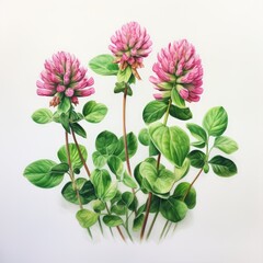 clover detailed watercolor painting fruit vegetable clipart botanical realistic illustration
