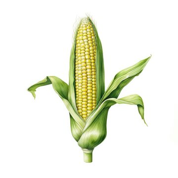 corn detailed watercolor painting fruit vegetable clipart botanical realistic illustration
