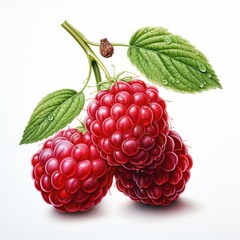 raspberries detailed watercolor painting fruit vegetable clipart botanical realistic illustration - obrazy, fototapety, plakaty