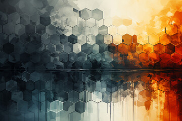 Colourful Hexagon High Gloss Lacquer Background - Generative AI - obrazy, fototapety, plakaty