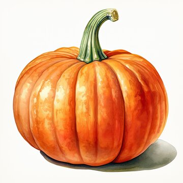 pumpkin detailed watercolor painting fruit vegetable clipart botanical realistic illustration