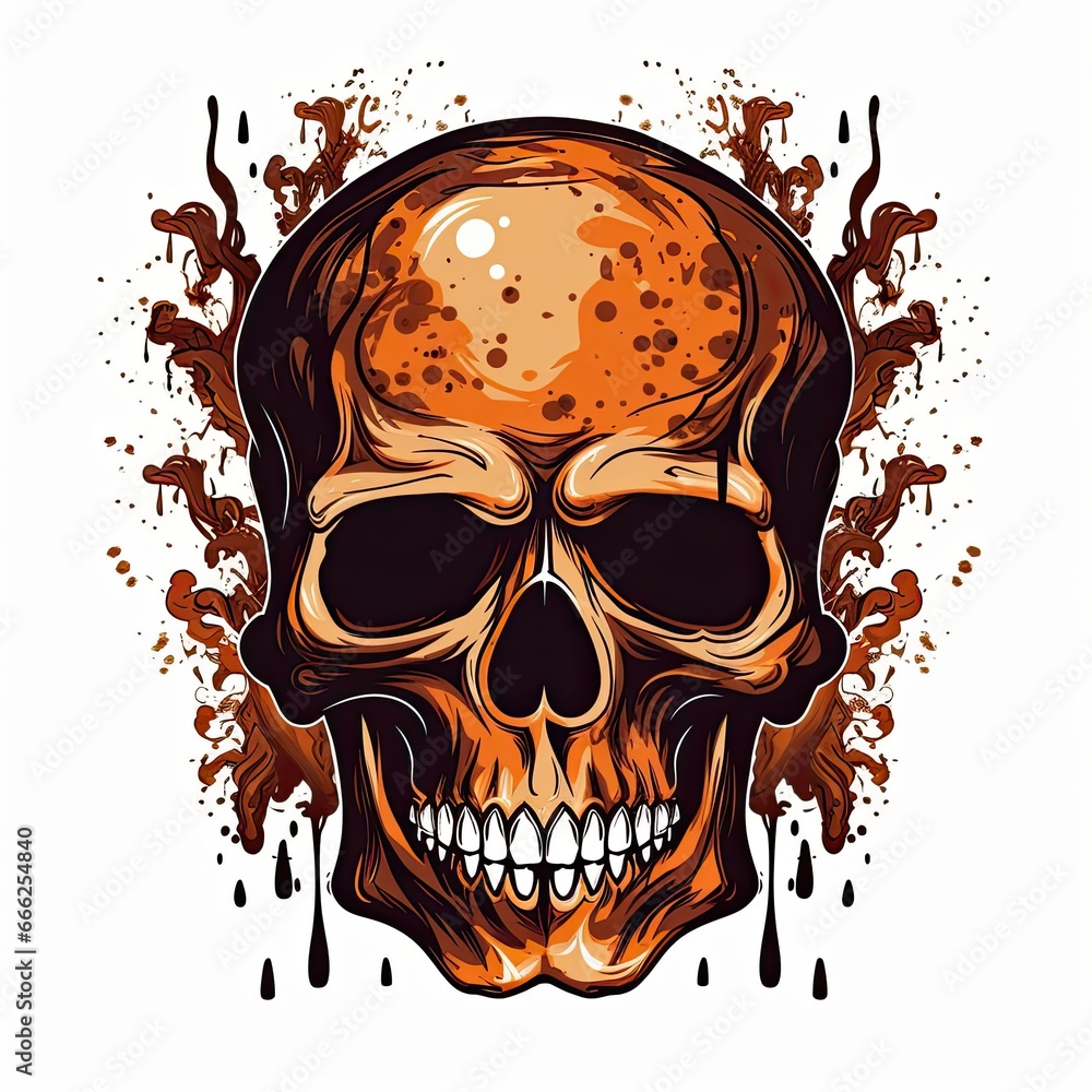 Wall mural zombie skull halloween clipart illustration vector tshirt design sticker cut scrapbook tattoo - Wall murals