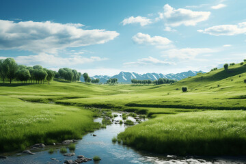 Fototapeta na wymiar landscape with river and mountains Created using generative AI tools