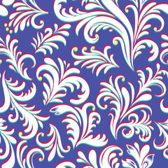 Abstract winter floral pattern. Branch with leaves ornamental christmas texture. Flourish nature snowy garden textured floral background