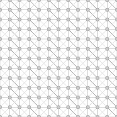 Seamless surface pattern with symmetric ornament. Grey diagonal stripes and circles abstract on white background. Grill wallpaper. Digital paper for textile print, web design. Vector art illustration