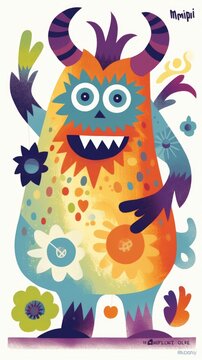 smiling monster fairytale character cartoon illustration fantasy cute drawing book art graphic © Wiktoria