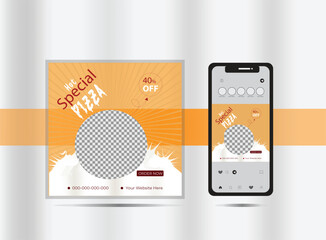 Fototapeta premium Modern Vector Simple Social Media Design For Food