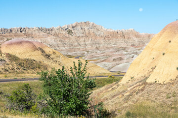A Winding Road Through The Yellow Mounds, Badlands National Park, South Dakota, USA