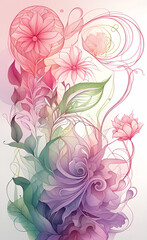 Watercolor seamless floral background for design, backgrounds for smartphones