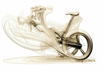 Drawing of indoor bike with contour lines. Generative AI