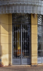 Ancient ornamental metallic door in Ribeirao Preto, Sao Paulo, Brazil