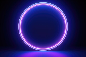 Round frame with purple neon illumination