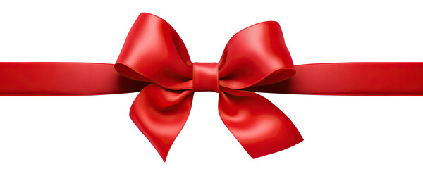 Red ribbon and bow, cut out - obrazy, fototapety, plakaty