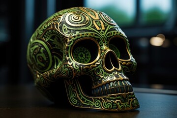Obraz premium Mexican green skull design