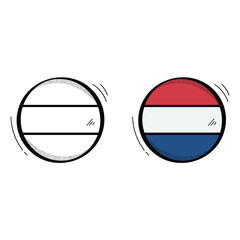 Hand Drawn Netherlands Flag Icon Vector Design.