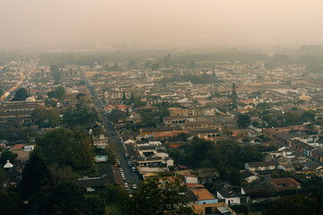 Fototapeta na wymiar Hill of the cross overlooking Antigua, Guatemala.