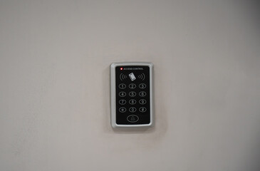 Secure password on keyboard for opening door. The security code combination to unlock the door