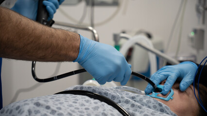 Endoscopy. doctor doing endoscopy before surgery - obrazy, fototapety, plakaty