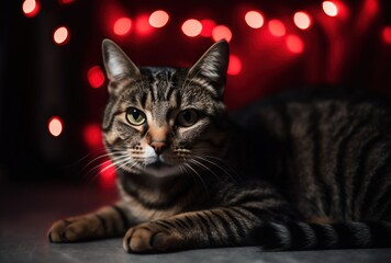 cat and christmas tree