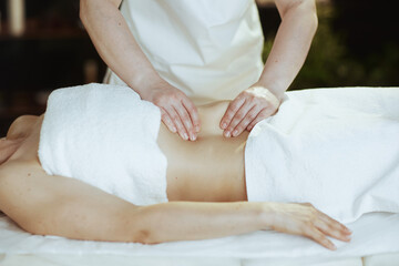Fototapeta na wymiar Medical massage therapist in spa salon do massage therapy
