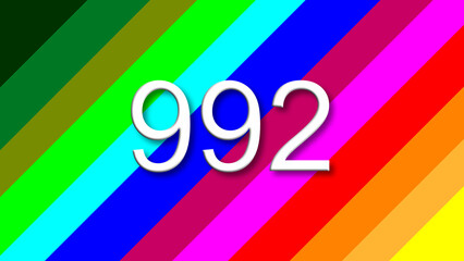 992 colorful rainbow background year number