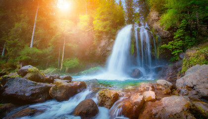 Fototapeta na wymiar waterfall in the forest, waterfal scene, beautiful landscape