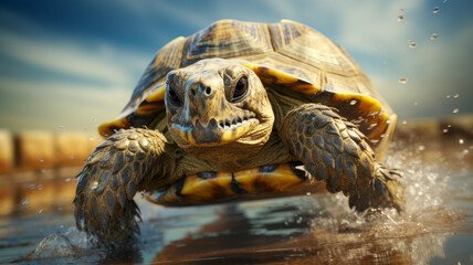 Turtle running fast