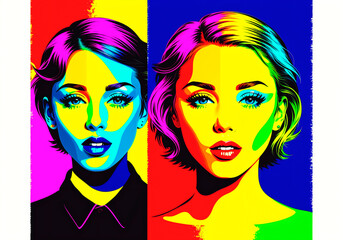 Beautiful young woman face in pop art style.