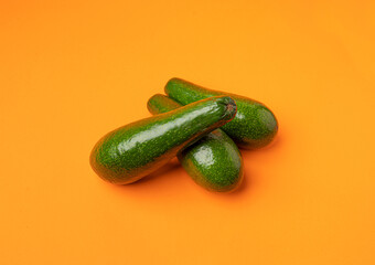Avocado Isolated, Whole Avokado, Green Avocados Slice, Fresh Alligator Pear, Long Avocado Fruit