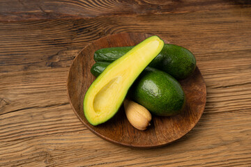 Avocado Isolated, Whole Avokado, Green Avocados Slice, Fresh Alligator Pear, Long Avocado Fruit