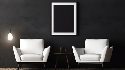 Blank empty frame poster mockup portfolio living room presentation furniture living room white