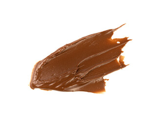 Chocolate Smear Isolated, Melted Chocolate Texture on White Background, Chocolate Sauce Pattern