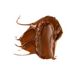 Chocolate Smear Isolated, Melted Chocolate Texture on White Background, Chocolate Sauce Pattern