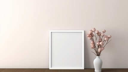 Blank empty frame poster mockup portfolio living room presentation furniture living room white