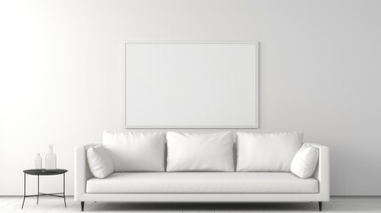 Blank empty frame poster mockup portfolio living room presentation furniture living room white