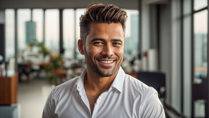 Fototapeta premium Portrait of a young businessman in the office