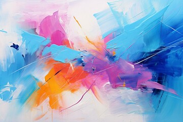 Abstract brushstrokes on colorful background. Expressive painting. Contemporary artwork on canvas. Generative AI