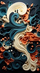 A close up of a paper art of a wave. AI image.