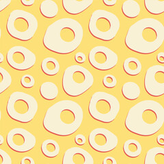Seamless vector texture with simple round shapes on yellow background