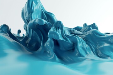 Abstract aqua concept. Blue liquid on white background. Fluid style. 3D rendering. Generative AI