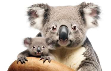 Obraz premium Koala with its cute cub, cut out